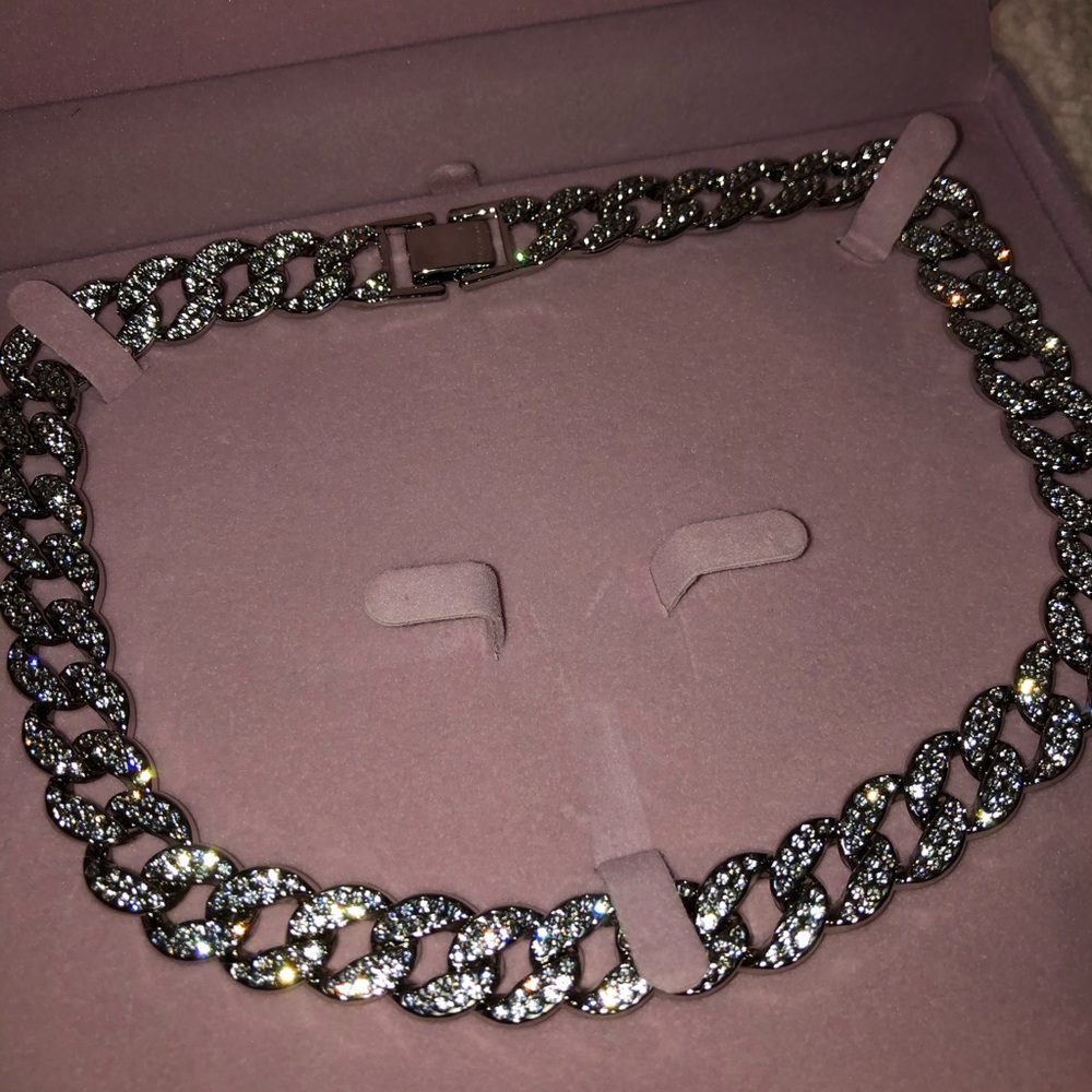 White gold plated iced tennis chain